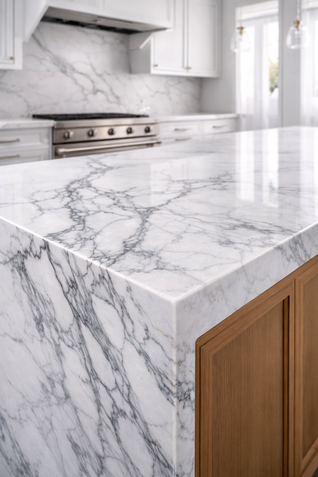 Elegant marble countertop edge detail